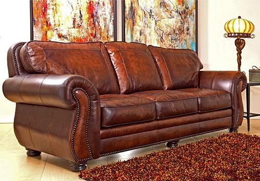 Traditional leather deals sofa